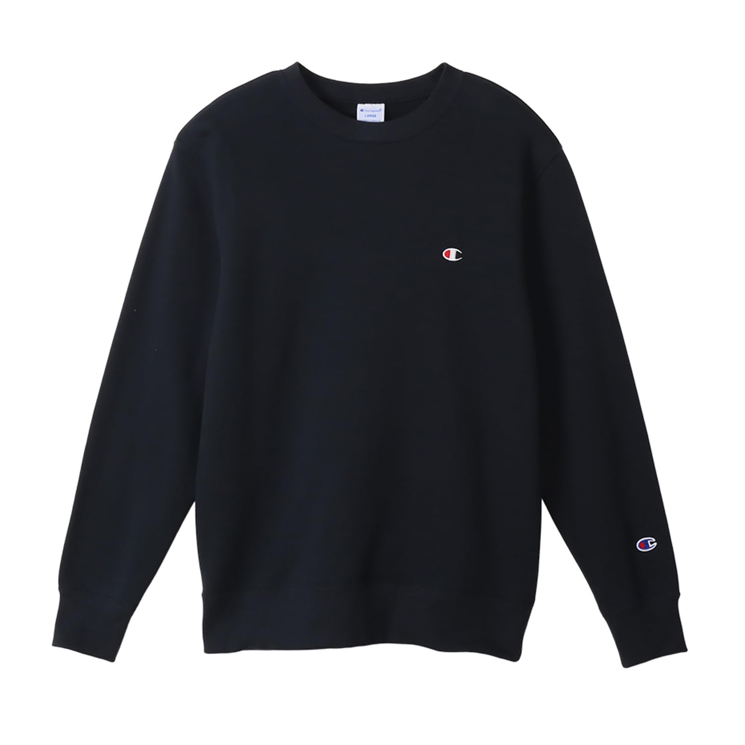 

Champion Basic Crew Neck Long Embroidered Men s Sweatshirt, Navy, Sleeve, Fleece, Logo, C3-W001Z
