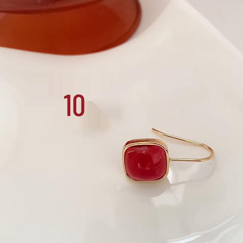 Cercei pătrați din rășină bordo: Minimalist Stil High-End Hong Kong