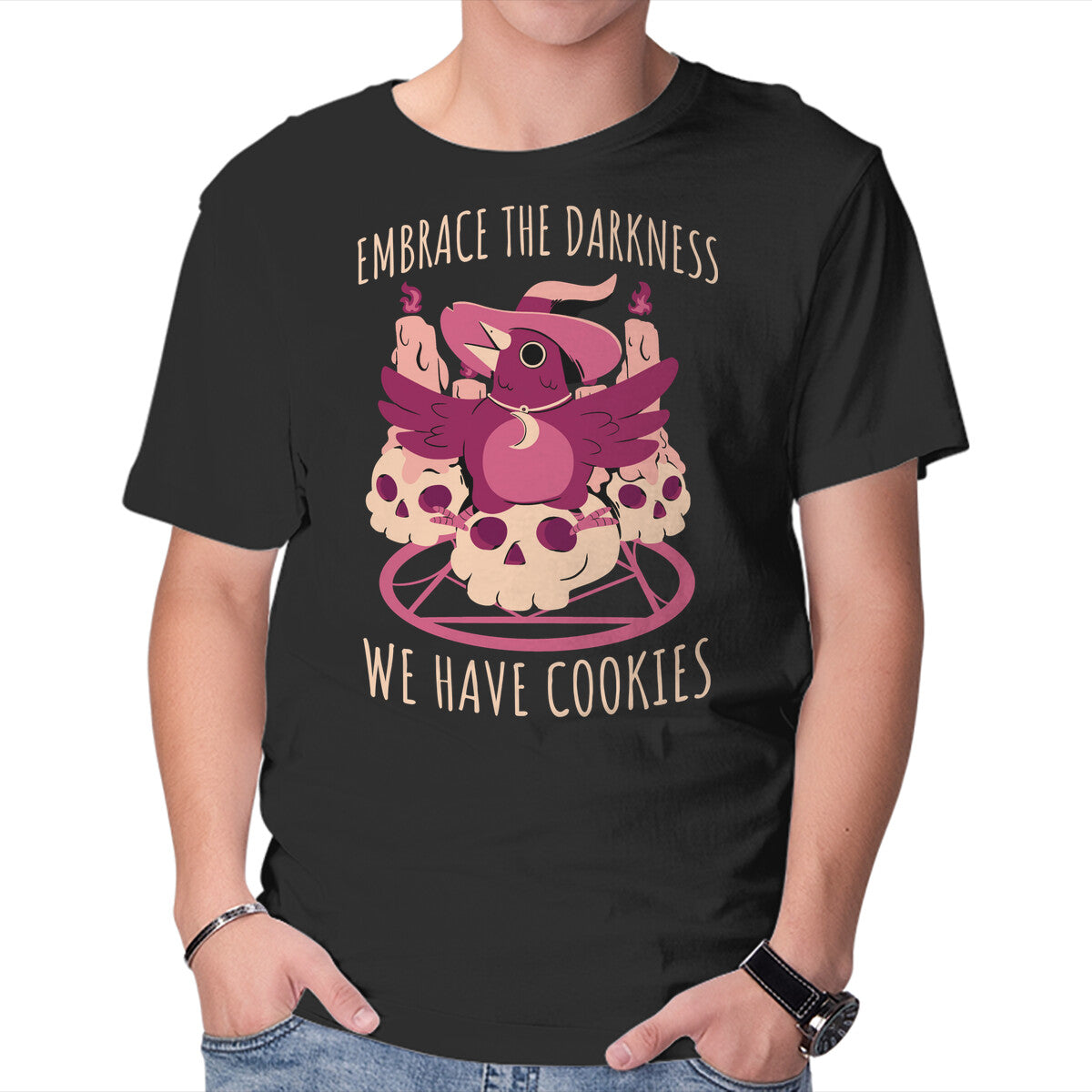 Unisex Crew Neck T-Shirt Embrace The Darkness Graphic Short Sleeve Casual Tee XXXL
