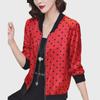 Giacca in Chiffon Lavorato a Maglia con Pois Rossi - Manica Lunga da Donna, Leggera, Protezione Solare per Primavera e Autunno