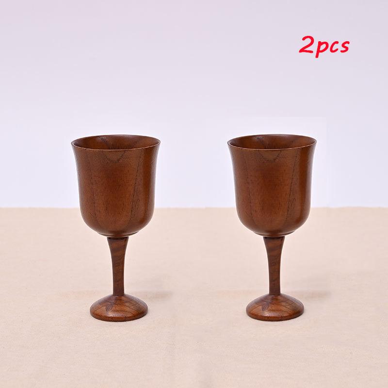 Handmade Natural Spruce Wood Goblet Cup Environmental Classical Wine Glass Round Red Wine Teapcup Solid Wooden Goblets Drinkware
