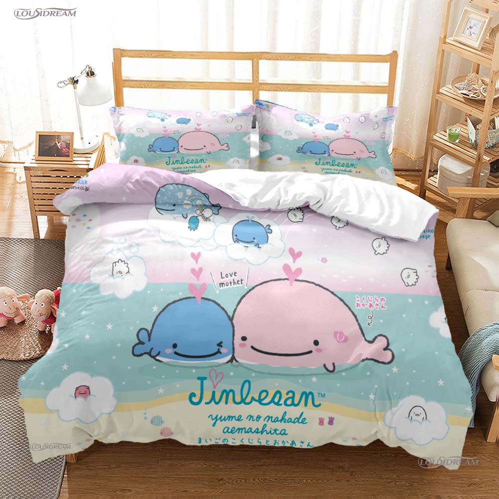 Cute Cartoon M-MAMEGOMA All Season Duvet Cover Kawaii Bedding Set Soft Quilt Cover and Pillowcases Teen Single/Double/Queen/King