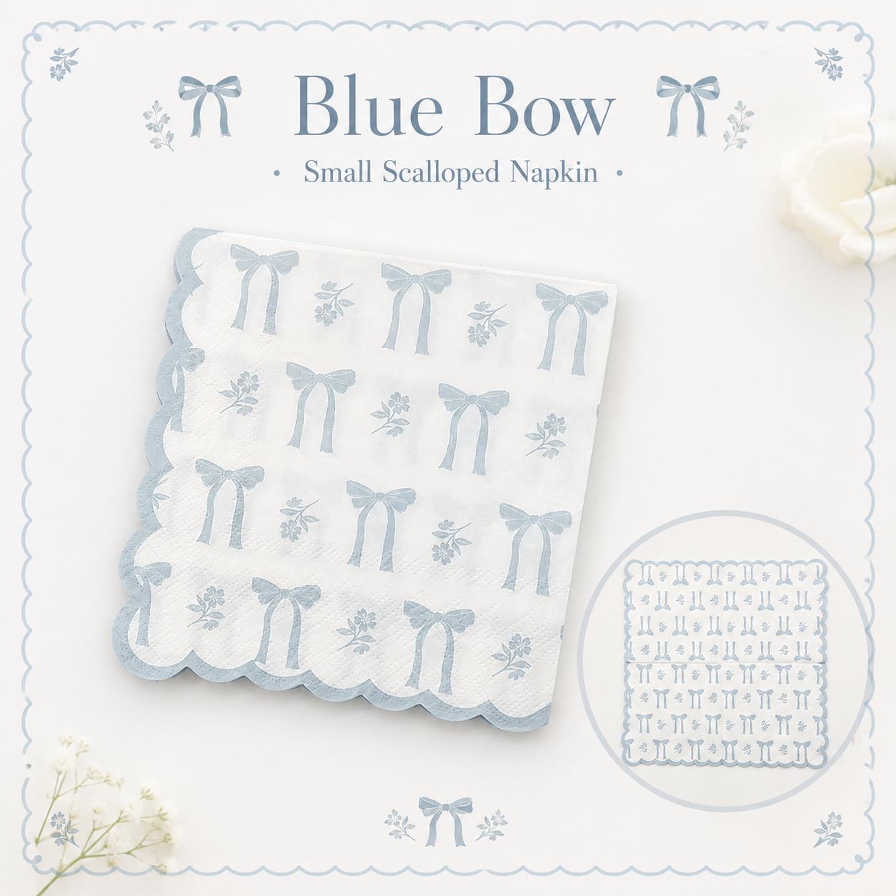 Bow Scalloped Napkins Pink Blue синий