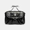 Elegant Pink Bow Rhinestone Underarm Bag Sweet Lolita Pleated Shoulder Bag Portable Bow Handle Handbag Cute Ita Purse