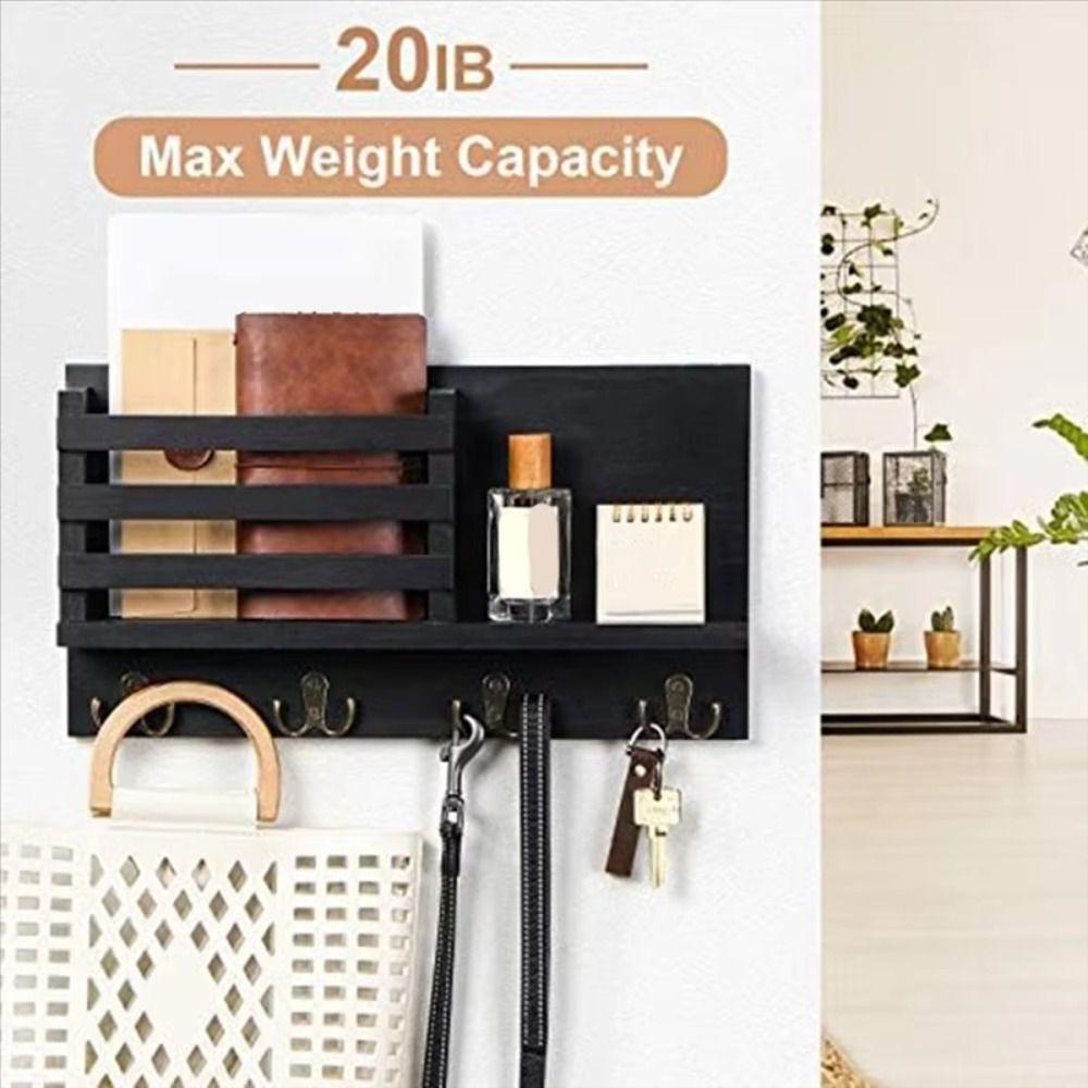 Wood Mail Organizer Thickening Wall Mount Home Decor Home Storage Holder Entryway