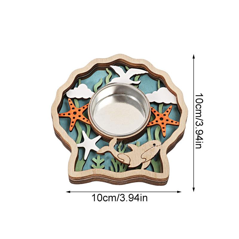 

Wooden Simulated Marine Organisms Desktop Ornaments Candle Holder Living Room Marine Style Creative Crafts Homestay 3 Styles