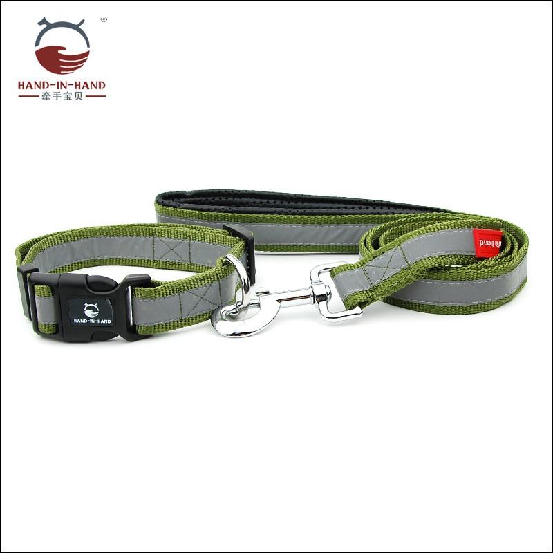 Large Dog Reflective Nylon Collar Leash Set Adjustable Sizes L XL Heavy Duty Pet Walking Gear