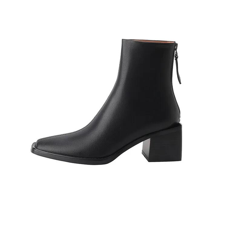 

Модные новые весенние ботинки вестерн из спилковой кожи, квадратный носок, ботинки на толстом каблуке для женщин, зимние короткие ботинки, лаконичные женские ботинки на высоком каблуке 34