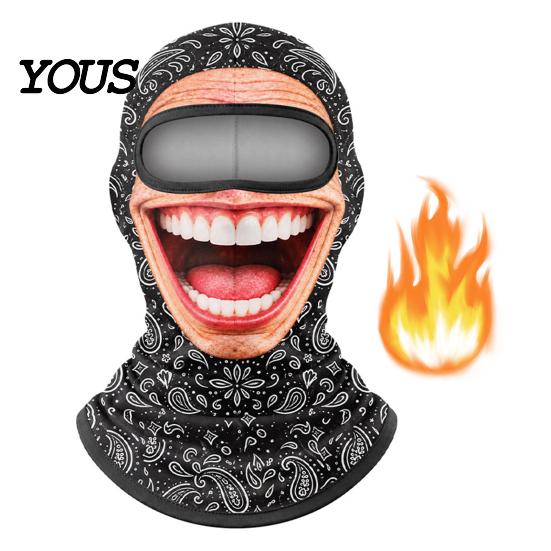 Bequeme Helm-Innenmaske, Maske für ältere Menschen, Skimaske, Realistischer Gesichtsaufdruck Sturmhaube, Neuheit mit Hals für Outdoor-Aktivitäten, Abdeckung, Radfahren, Skifahren