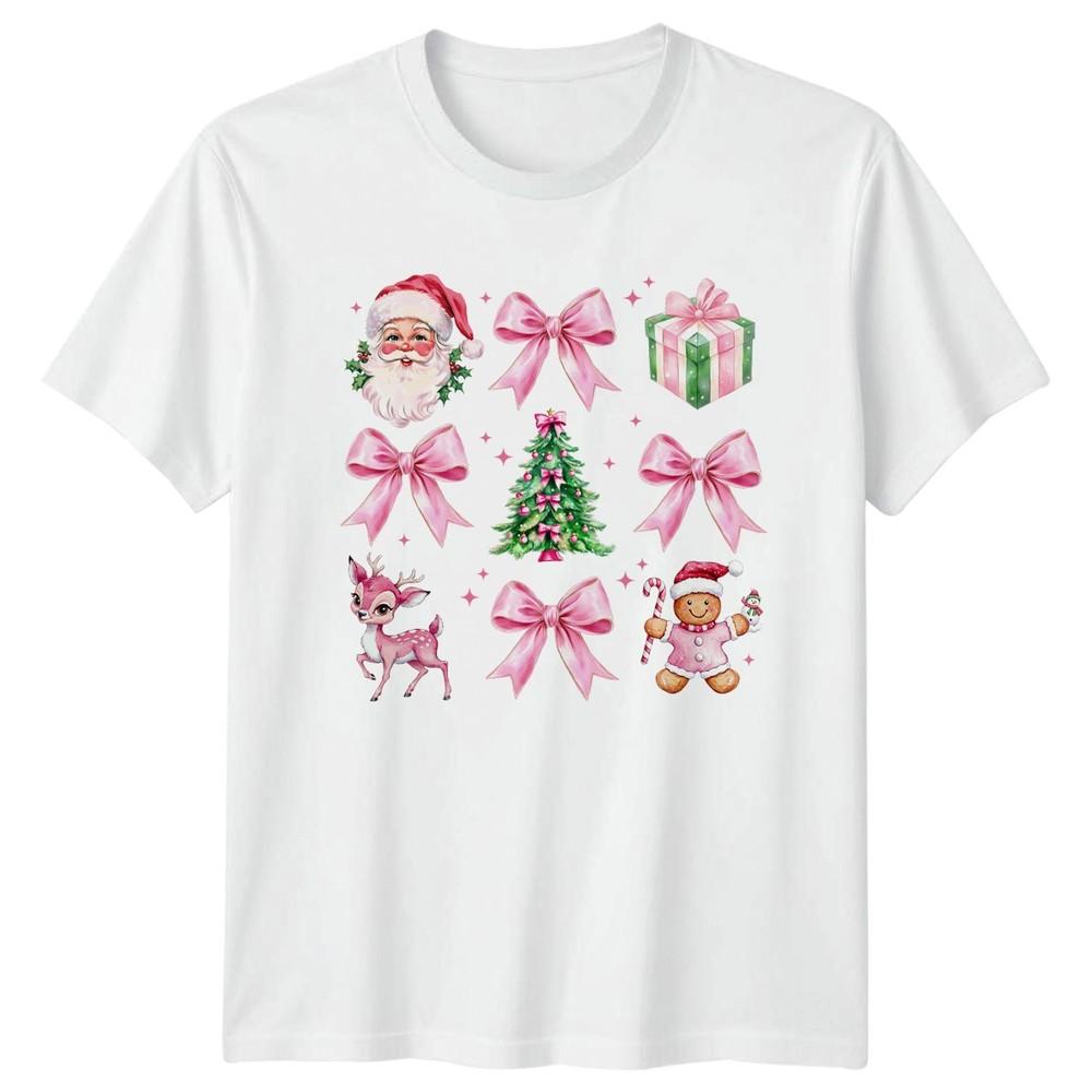Christmas Holiday Santa Deer Gingerbread Tree Bows Unisexs Unisexs Graphic Tee S