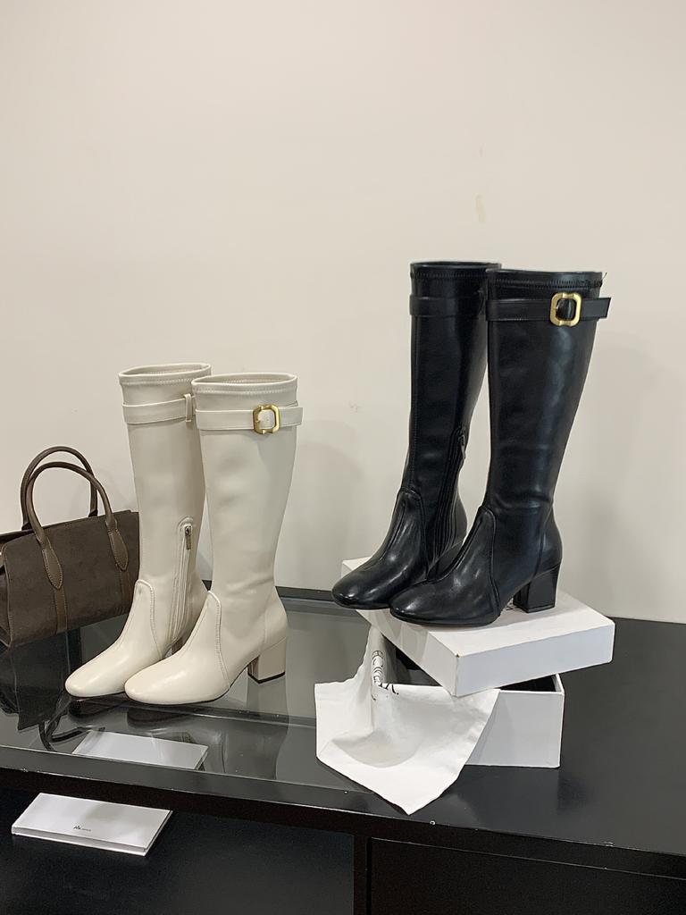 2025 Autumn and Winter New Product Metal Fasteners European and American Niche Temperament British Style Gentle Retro High Boots