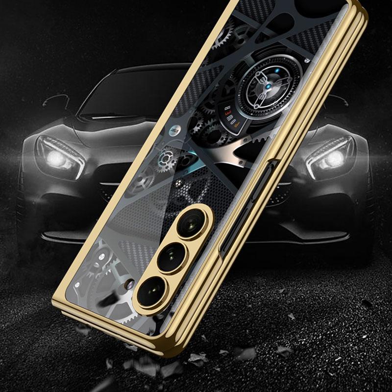 Luksusowe Platerowane Etui Pełne Pokrycie dla Samsunga Galaxy Z Fold 7 6 5 Fold5 Malowane Szkło Hartowane Odporne na Wstrząsy Ochronne Etui na Telefon