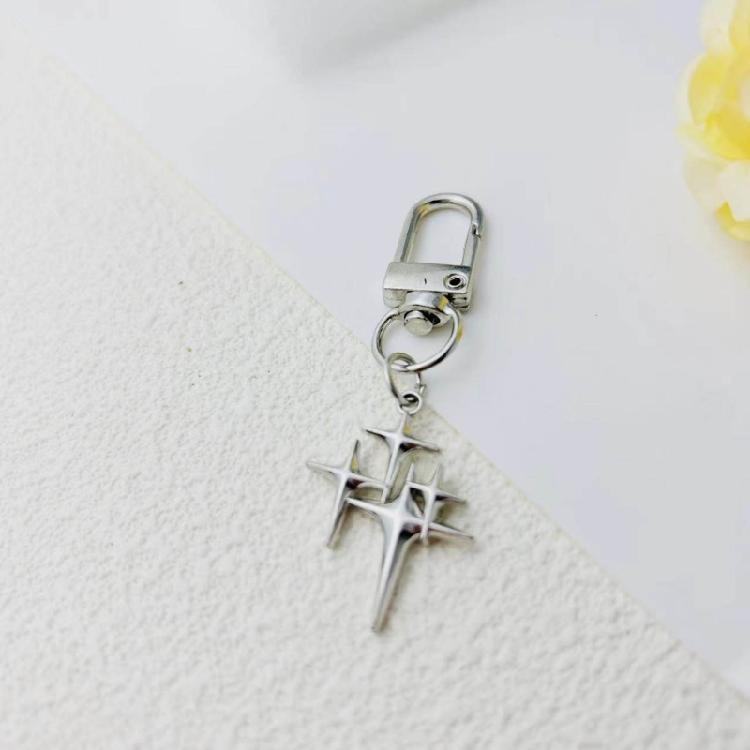 Hollow Star Charm Pendant Keychain Stylish Crystal Star Moon Keychain Car Keyring for Women Bag Ornament Backpack Decors