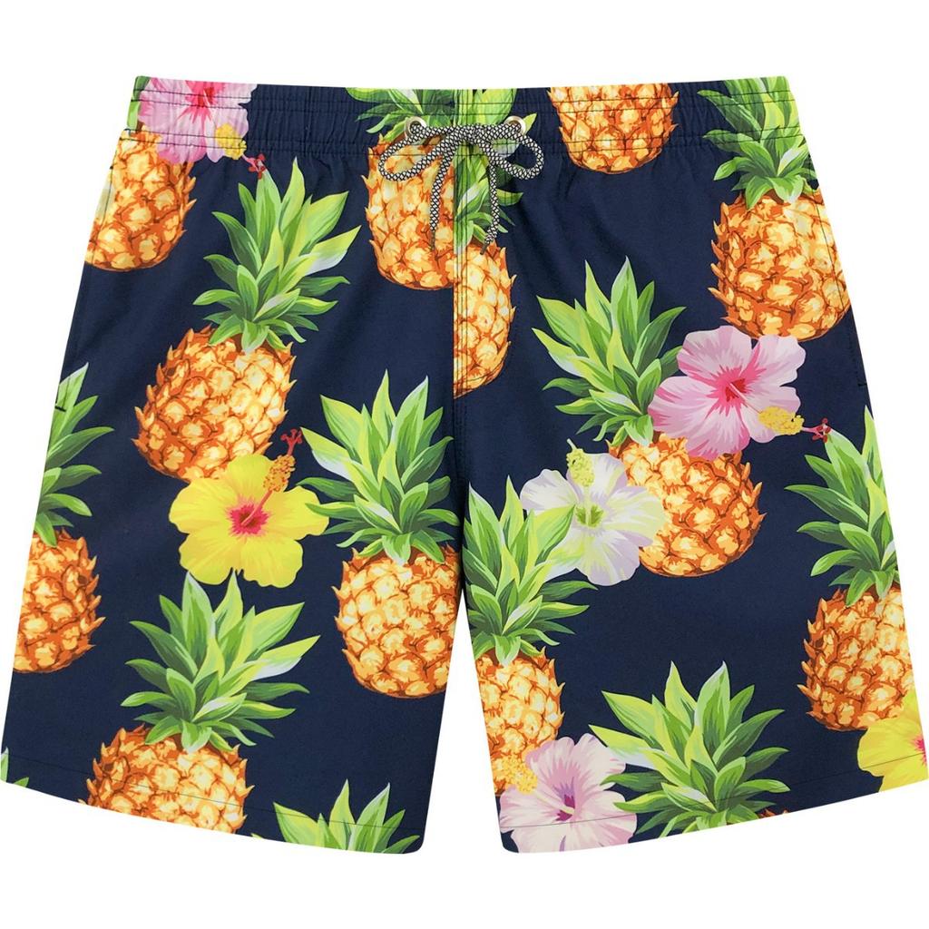 European And American Loose Casual Hawaiian Flower Shorts Men'S Summer Youth Floral Ice Silk Vacation Seaside Beach Pants