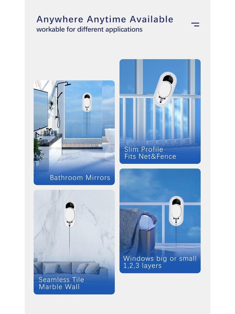 Vollautomatischer Fenstereinigungsroboter mit hoher Saugkraft und Absturzsicherung