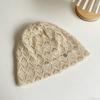 Big head circumference hollow knitted hat black stacking hat women's face small headgear summer thin wool hat