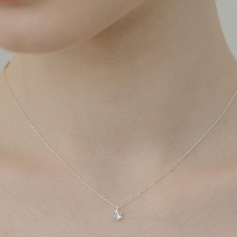 

TOU [Silver925] WE012 Simple crystal cubic necklace Silver_none