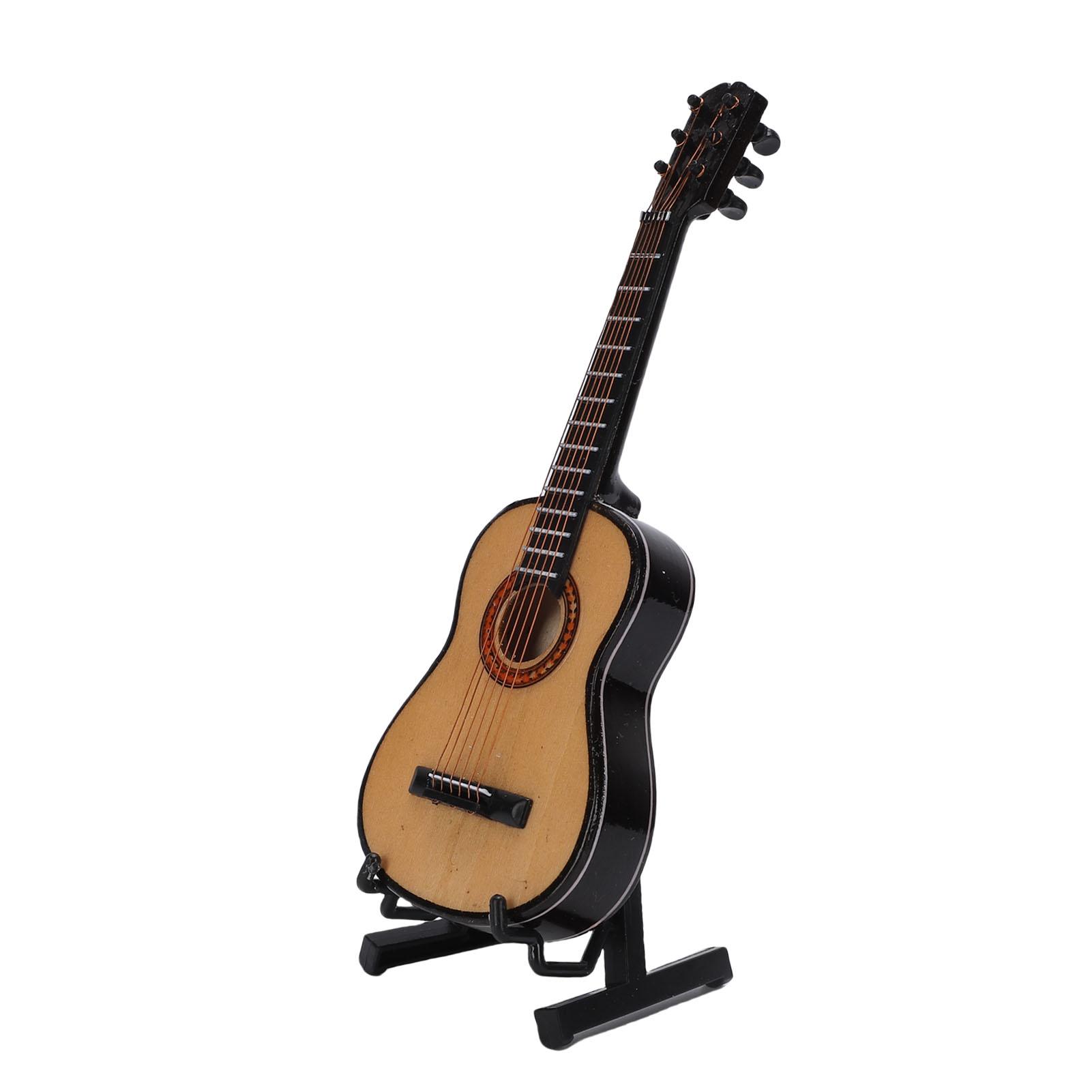 

Миниатюрная деревянная гитара, декоративная модель с подставкой Музыкальное украшение, домашний декор Аксессуары для витрины 15 см