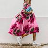 European American Trendy Floral Print Womens Mid Sleeve Dress