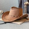 Summer Knight Cowboy Hat New Women's Big Edge Breathable Beach Hat Shading Leisure Sun Protection Travel Grassland Horseback Riding