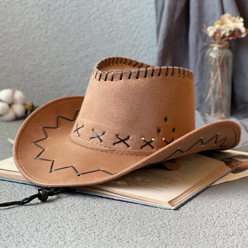 Summer Knight Cowboy Hat New Women's Big Edge Breathable Beach Hat Shading Leisure Sun Protection Travel Grassland Horseback Riding