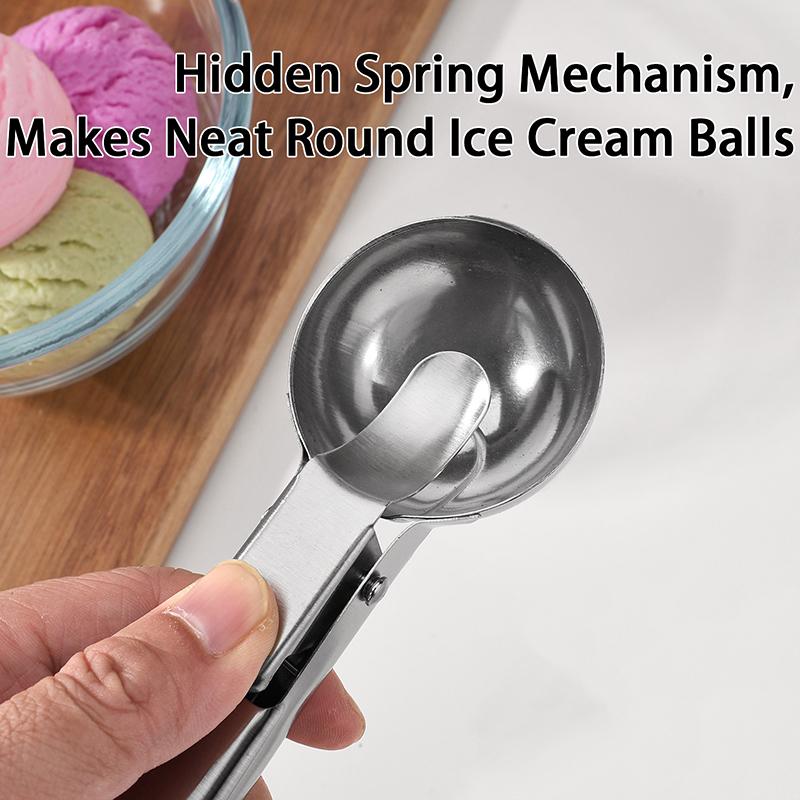 Stainless Steel Dual-Purpose Ice Cream Scoops & Ice Spoon, Spoon For Ice Cream, Fruit & Dessert Ball Scoop, Ice Cream Tools Bjl0