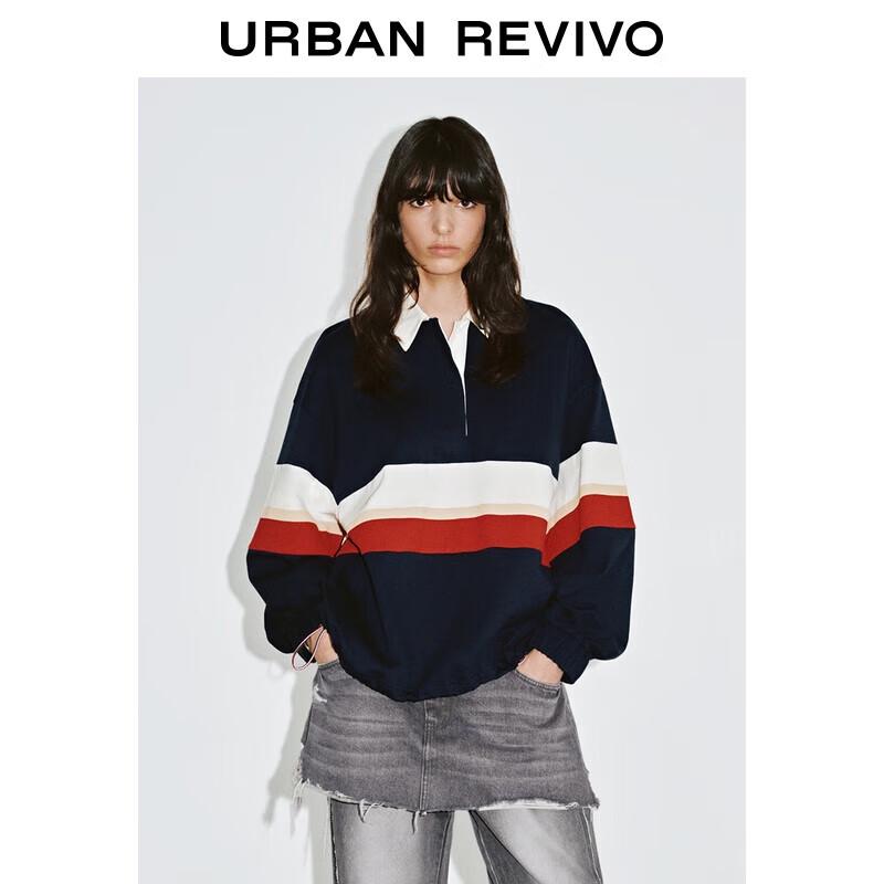 UR Women s Fall 2025 Striped Drawstring Cotton Polo Shirt M(M-L)