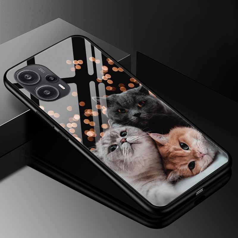 Tempered Glass Phone Case For Xiaomi Poco F5 5G F5Pro Cover Poco F5 Pro Redmi Note 12S 12C 12 4G Luxury Hard Back Bumper PocoF5