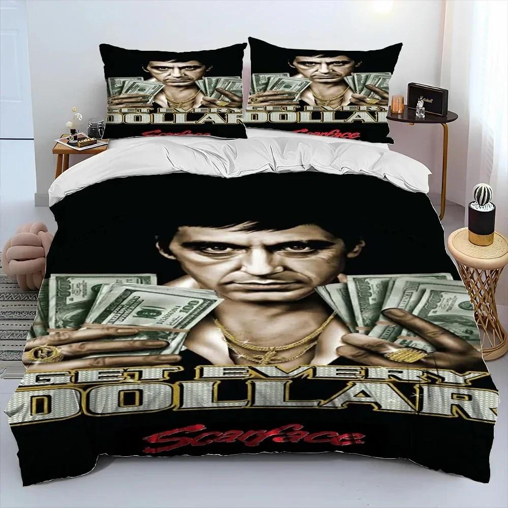 3D Movie Scarface Tony Bedding Set Printed Bed Set With Pillowcase Bed Duvet Cover Soft Single Double Queen Super King Size