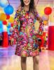 New Women's Halloween Vintage Hippie Trumpet Sleeve Printed Women's Dress