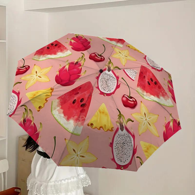 1pc Fruit Salad Pattern Automatic Open/Close Umbrella, 8-Rib Sturdy Frame, Umbrella for Travel, Everyday, Formal Events Yy251126044