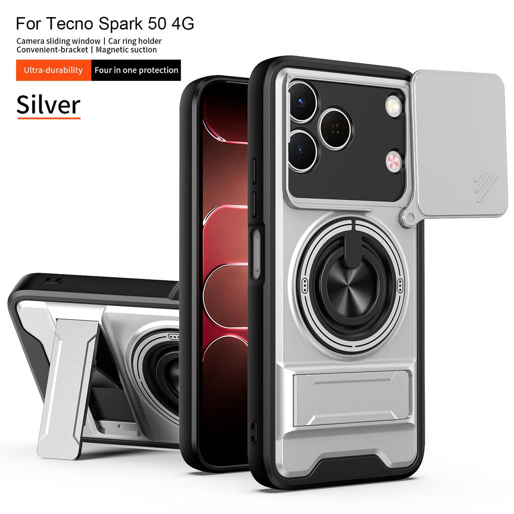 For Tecno Spark 50 Case Tecno Spark 50 4G Cover Magsafe Magnetic Fold Holder Military Armor Camera Protection Cover