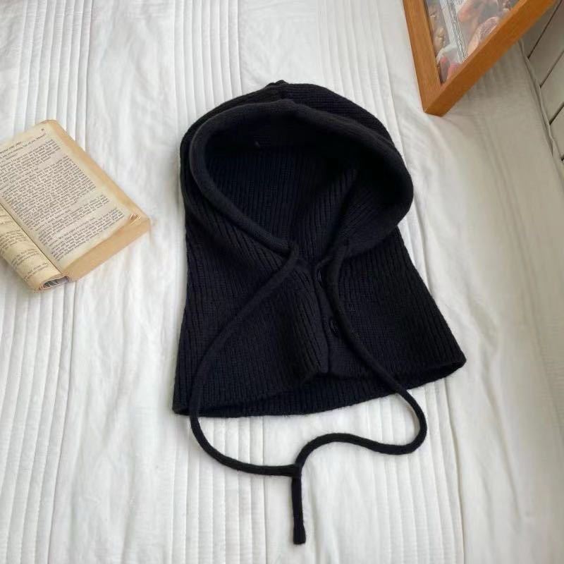 Balaclava hat women's autumn and winter thickened warm hat scarf dual-purpose integrated ear protection knitted hat