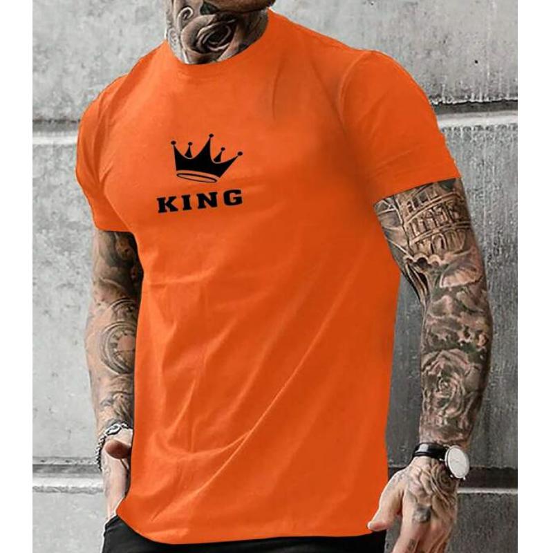 Summer Round Neck 3D King Printed Top Fashionable Casual Short Sleeved Men's T-shirts
