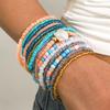 Bohemian Colorful Elastic Beaded Bracelets for Women Handmade Multi-layer Stretchy Strand Chain Bangle Girls Vacation Jewelry