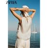 Zaprha 2025 Summer New Bright Effect Laminated Decorative Round Neck Sleeveless Shirts Top 8312938