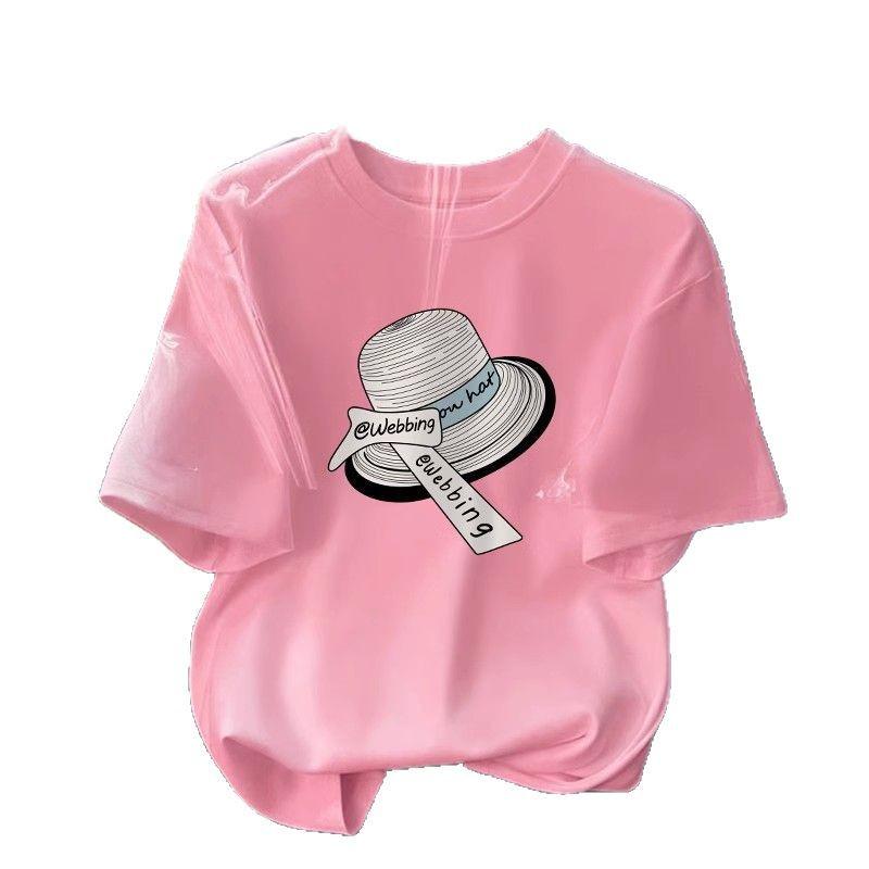 Stylish Women's White Cartoon Round Neck Short Sleeve Loose T-shirt for Summer 2026