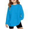 Boy And Girls Solid Color Long Sleeved T-shirt Round Neck Solid Color T-shirt