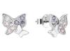 Silver Hoop Earrings with Cubic Zirconias, Flower Hoops, Butterflies, Rhodium-Plated Studs