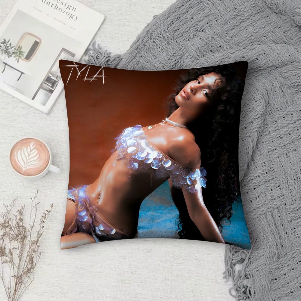 

Pop Singer Tyla Pillow Case Square Double-Sided Printing Short Plush Sofa Cushion Cover Bedroom Bedside Pillow 12x12Inch