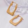 Qiong Yao 18k Gold Hammered Geometric Earrings - Elegant PVD Plated Jewelry