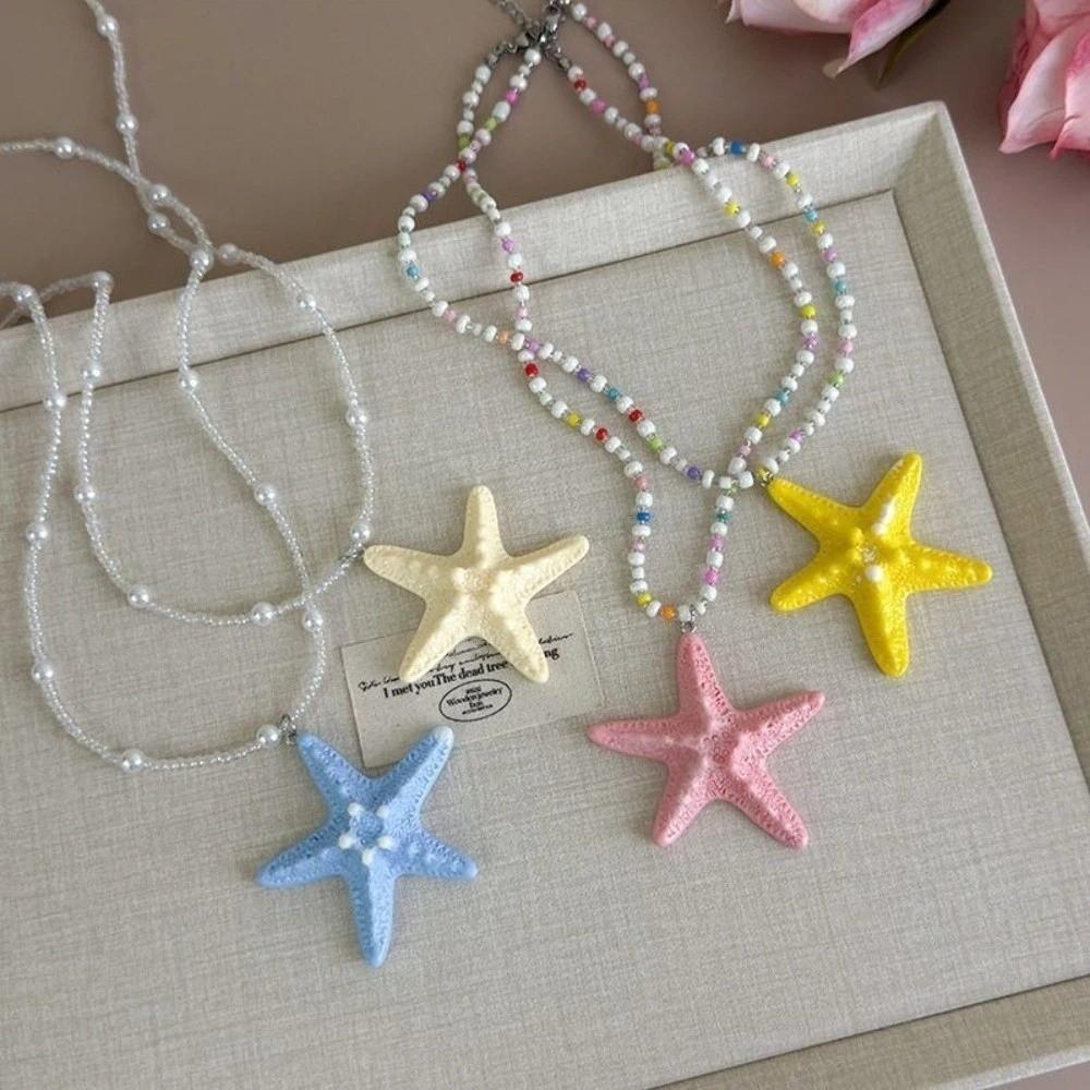 Beach Surfer Starfish Necklace Bohemian Summer Clavicle Chain Fashion Trendy Beach Necklace  Summer