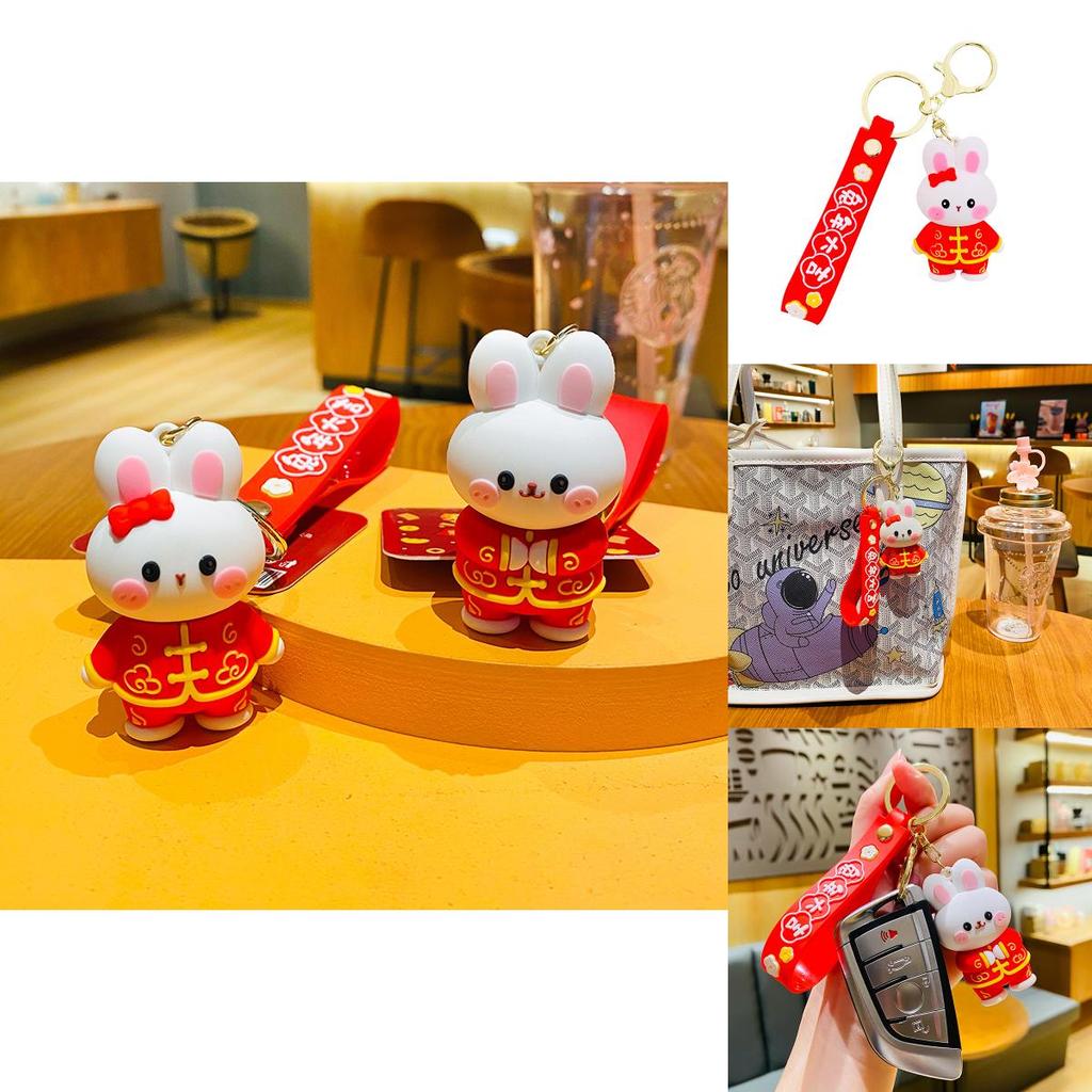 Adorable Pvc Tang Suit Bunny Keychain Cute Creative Cartoon Rabbit Charm For Bags And Car Keys Ideal For Couples And Kids