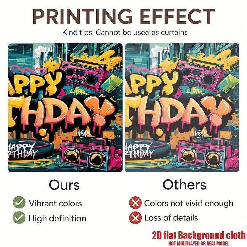 Hip Hop Graffiti Birthday Backdrop 1pc - Polyester Party Decor