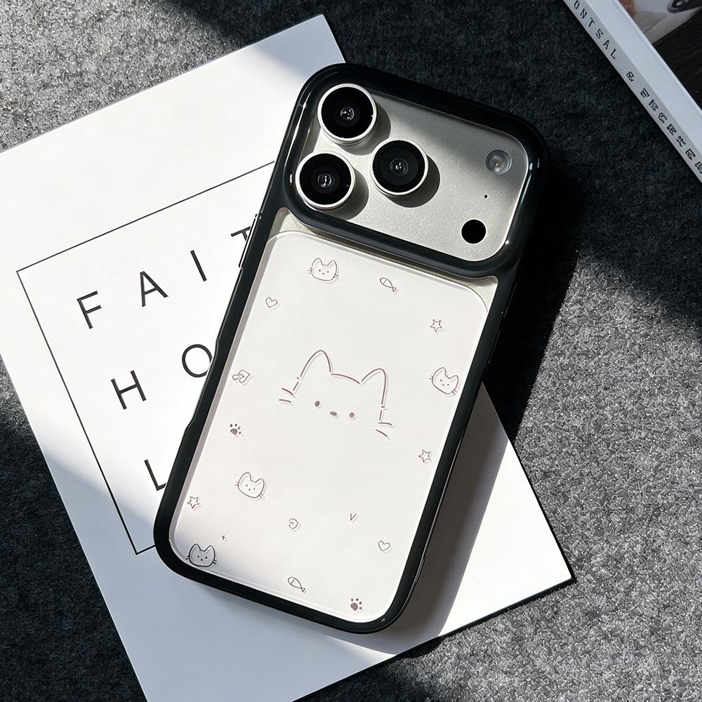 Line Kitten Is Suitable for iPhone17Pro Mobile Phone Case, Anti-drop Apple 16/15 Transparent Protective Case 14 New Women