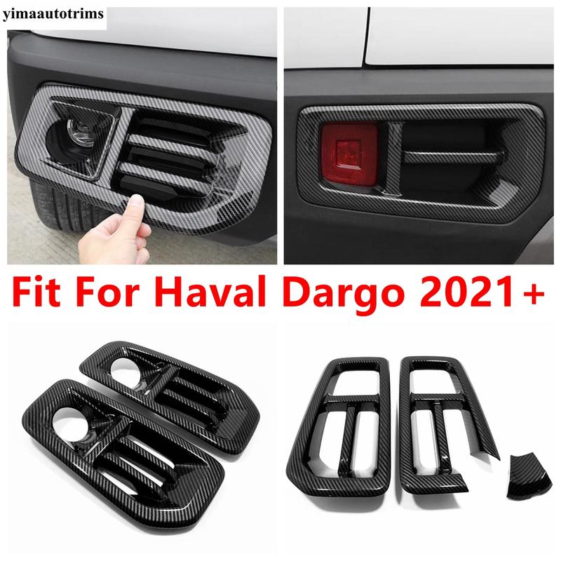 For Haval Dargo Accessories Front Rear Fog Lights Lamps Eyebrow Frame Cover Trim ABS Chrome / Carbon Fiber Exterior