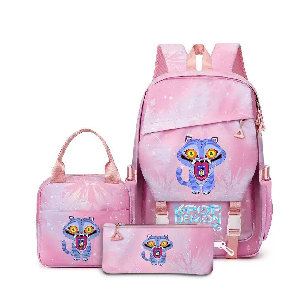 3 Piece School Backpack Set for Students Large Capacity Oxford Cloth Schoolbag with Shoulder Strap and Pencil Case