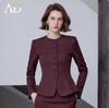AD Ancora Women's Red Slim-Fit Round Neck Suit Jacket and Skirt Set - High-End Socialite Style for Professional Commute