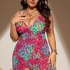 2024 European & American Plus Size Leopard Print Backless Bikini Set