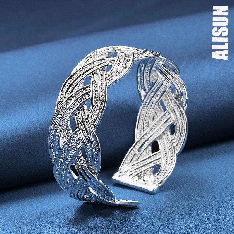 

Браслет из переплетенной сетки 27 мм из стерлингового серебра 925 пробы, модные свадебные украшения 60MM